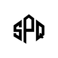 SPQ letter logo design with polygon shape. SPQ polygon and cube shape logo design. SPQ hexagon vector logo template white and black colors. SPQ monogram, business and real estate logo.