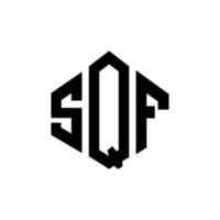 SQF letter logo design with polygon shape. SQF polygon and cube shape logo design. SQF hexagon vector logo template white and black colors. SQF monogram, business and real estate logo.