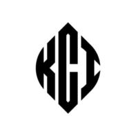 diseño de logotipo de letra de círculo kci con forma de círculo y elipse. kci letras elipses con estilo tipográfico. las tres iniciales forman un logo circular. vector de marca de letra de monograma abstracto del emblema del círculo kci.