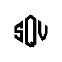 SQV letter logo design with polygon shape. SQV polygon and cube shape logo design. SQV hexagon vector logo template white and black colors. SQV monogram, business and real estate logo.