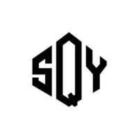 SQY letter logo design with polygon shape. SQY polygon and cube shape logo design. SQY hexagon vector logo template white and black colors. SQY monogram, business and real estate logo.