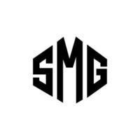SMG letter logo design with polygon shape. SMG polygon and cube shape logo design. SMG hexagon vector logo template white and black colors. SMG monogram, business and real estate logo.