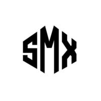 SMX letter logo design with polygon shape. SMX polygon and cube shape logo design. SMX hexagon vector logo template white and black colors. SMX monogram, business and real estate logo.