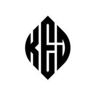 diseño de logotipo de letra de círculo kej con forma de círculo y elipse. letras de elipse kej con estilo tipográfico. las tres iniciales forman un logo circular. vector de marca de letra de monograma abstracto del emblema del círculo kej.