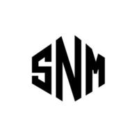 SNM letter logo design with polygon shape. SNM polygon and cube shape logo design. SNM hexagon vector logo template white and black colors. SNM monogram, business and real estate logo.
