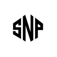 diseño de logotipo de letra snp con forma de polígono. diseño de logotipo de forma de cubo y polígono snp. plantilla de logotipo vectorial hexagonal snp colores blanco y negro. monograma snp, logotipo empresarial y inmobiliario. vector