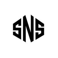 diseño de logotipo de letra sns con forma de polígono. diseño de logotipo en forma de cubo y polígono sns. plantilla de logotipo vectorial hexagonal sns colores blanco y negro. monograma sns, logotipo empresarial y inmobiliario. vector