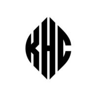 KHC circle letter logo design with circle and ellipse shape. KHC ellipse letters with typographic style. The three initials form a circle logo. KHC Circle Emblem Abstract Monogram Letter Mark Vector. vector