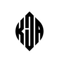 diseño de logotipo de letra de círculo kja con forma de círculo y elipse. kja elipse letras con estilo tipográfico. las tres iniciales forman un logo circular. vector de marca de letra de monograma abstracto del emblema del círculo kja.