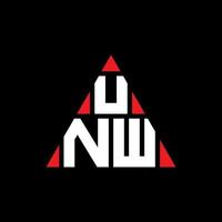 UNW triangle letter logo design with triangle shape. UNW triangle logo design monogram. UNW triangle vector logo template with red color. UNW triangular logo Simple, Elegant, and Luxurious Logo.