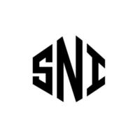 diseño de logotipo de letra sni con forma de polígono. diseño de logotipo en forma de cubo y polígono sni. Sni hexágono vector logo plantilla colores blanco y negro. monograma sni, logotipo comercial y inmobiliario.