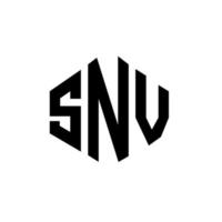 SNV letter logo design with polygon shape. SNV polygon and cube shape logo design. SNV hexagon vector logo template white and black colors. SNV monogram, business and real estate logo.