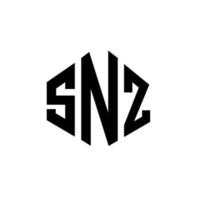 diseño de logotipo de letra snz con forma de polígono. diseño de logotipo en forma de cubo y polígono snz. snz hexágono vector logo plantilla colores blanco y negro. monograma snz, logotipo empresarial y inmobiliario.