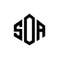 SOA letter logo design with polygon shape. SOA polygon and cube shape logo design. SOA hexagon vector logo template white and black colors. SOA monogram, business and real estate logo.