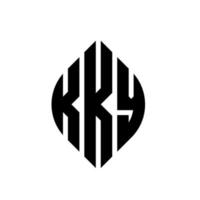 KKY circle letter logo design with circle and ellipse shape. KKY ellipse letters with typographic style. The three initials form a circle logo. KKY Circle Emblem Abstract Monogram Letter Mark Vector. vector
