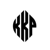 diseño de logotipo de letra de círculo kkp con forma de círculo y elipse. kkp letras elipses con estilo tipográfico. las tres iniciales forman un logo circular. Vector de marca de letra de monograma abstracto del emblema del círculo kp.