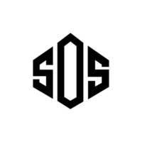 SOS letter logo design with polygon shape. SOS polygon and cube shape logo design. SOS hexagon vector logo template white and black colors. SOS monogram, business and real estate logo.