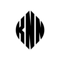 KNN circle letter logo design with circle and ellipse shape. KNN ellipse letters with typographic style. The three initials form a circle logo. KNN Circle Emblem Abstract Monogram Letter Mark Vector. vector