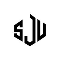 SJU letter logo design with polygon shape. SJU polygon and cube shape logo design. SJU hexagon vector logo template white and black colors. SJU monogram, business and real estate logo.