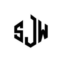 SJW letter logo design with polygon shape. SJW polygon and cube shape logo design. SJW hexagon vector logo template white and black colors. SJW monogram, business and real estate logo.
