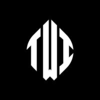 TWI circle letter logo design with circle and ellipse shape. TWI ellipse letters with typographic style. The three initials form a circle logo. TWI Circle Emblem Abstract Monogram Letter Mark Vector. vector