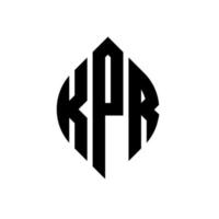 diseño de logotipo de letra de círculo kpr con forma de círculo y elipse. kpr elipse letras con estilo tipográfico. las tres iniciales forman un logo circular. vector de marca de letra de monograma abstracto del emblema del círculo kpr.