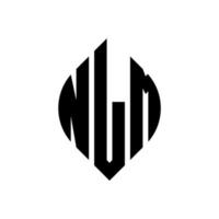 NLM circle letter logo design with circle and ellipse shape. NLM ellipse letters with typographic style. The three initials form a circle logo. NLM Circle Emblem Abstract Monogram Letter Mark Vector. vector