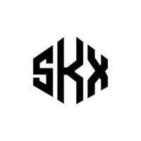 SKX letter logo design with polygon shape. SKX polygon and cube shape logo design. SKX hexagon vector logo template white and black colors. SKX monogram, business and real estate logo.