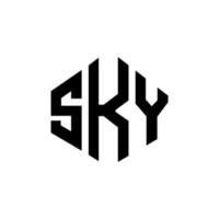 SKY letter logo design with polygon shape. SKY polygon and cube shape logo design. SKY hexagon vector logo template white and black colors. SKY monogram, business and real estate logo.