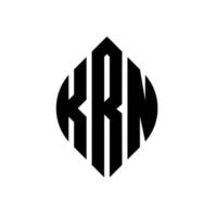 diseño de logotipo de letra de círculo krn con forma de círculo y elipse. krn letras elipses con estilo tipográfico. las tres iniciales forman un logo circular. vector de marca de letra de monograma abstracto del emblema del círculo krn.