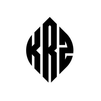 KRZ circle letter logo design with circle and ellipse shape. KRZ ellipse letters with typographic style. The three initials form a circle logo. KRZ Circle Emblem Abstract Monogram Letter Mark Vector. vector