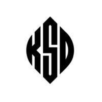 diseño de logotipo de letra de círculo ksd con forma de círculo y elipse. letras de elipse ksd con estilo tipográfico. las tres iniciales forman un logo circular. vector de marca de letra de monograma abstracto del emblema del círculo ksd.