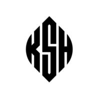 diseño de logotipo de letra de círculo ksh con forma de círculo y elipse. ksh letras elipses con estilo tipográfico. las tres iniciales forman un logo circular. vector de marca de letra de monograma abstracto del emblema del círculo ksh.