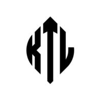 diseño de logotipo de letra de círculo ktl con forma de círculo y elipse. ktl elipse letras con estilo tipográfico. las tres iniciales forman un logo circular. vector de marca de letra de monograma abstracto del emblema del círculo ktl.