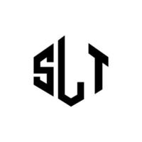 SLT letter logo design with polygon shape. SLT polygon and cube shape logo design. SLT hexagon vector logo template white and black colors. SLT monogram, business and real estate logo.