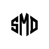 SMD letter logo design with polygon shape. SMD polygon and cube shape logo design. SMD hexagon vector logo template white and black colors. SMD monogram, business and real estate logo.