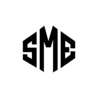SME letter logo design with polygon shape. SME polygon and cube shape logo design. SME hexagon vector logo template white and black colors. SME monogram, business and real estate logo.