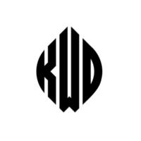 diseño de logotipo de letra de círculo kwd con forma de círculo y elipse. kwd letras elipses con estilo tipográfico. las tres iniciales forman un logo circular. vector de marca de letra de monograma abstracto del emblema del círculo kwd.