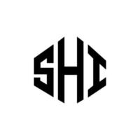 SHI letter logo design with polygon shape. SHI polygon and cube shape logo design. SHI hexagon vector logo template white and black colors. SHI monogram, business and real estate logo.
