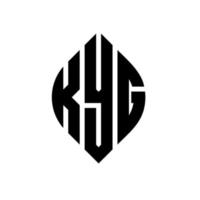 diseño de logotipo de letra de círculo kyg con forma de círculo y elipse. letras elipses kyg con estilo tipográfico. las tres iniciales forman un logo circular. kyg círculo emblema resumen monograma letra marca vector. vector