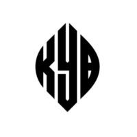 KYB circle letter logo design with circle and ellipse shape. KYB ellipse letters with typographic style. The three initials form a circle logo. KYB Circle Emblem Abstract Monogram Letter Mark Vector. vector
