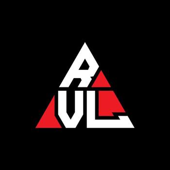 RVL triangle letter logo design with triangle shape. RVL triangle logo design monogram. RVL triangle vector logo template with red color. RVL triangular logo Simple, Elegant, and Luxurious Logo.