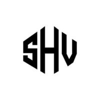 SHV letter logo design with polygon shape. SHV polygon and cube shape logo design. SHV hexagon vector logo template white and black colors. SHV monogram, business and real estate logo.