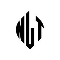NLT circle letter logo design with circle and ellipse shape. NLT ellipse letters with typographic style. The three initials form a circle logo. NLT Circle Emblem Abstract Monogram Letter Mark Vector. vector