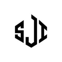 SJI letter logo design with polygon shape. SJI polygon and cube shape logo design. SJI hexagon vector logo template white and black colors. SJI monogram, business and real estate logo.