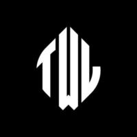TWL circle letter logo design with circle and ellipse shape. TWL ellipse letters with typographic style. The three initials form a circle logo. TWL Circle Emblem Abstract Monogram Letter Mark Vector. vector