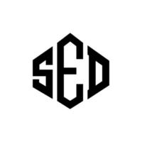 SED letter logo design with polygon shape. SED polygon and cube shape logo design. SED hexagon vector logo template white and black colors. SED monogram, business and real estate logo.