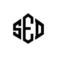 SED letter logo design with polygon shape. SED polygon and cube shape logo design. SED hexagon vector logo template white and black colors. SED monogram, business and real estate logo.