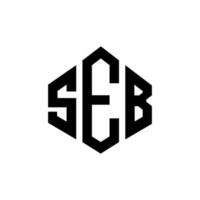 SEB letter logo design with polygon shape. SEB polygon and cube shape logo design. SEB hexagon vector logo template white and black colors. SEB monogram, business and real estate logo.