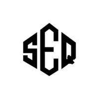 SEQ letter logo design with polygon shape. SEQ polygon and cube shape logo design. SEQ hexagon vector logo template white and black colors. SEQ monogram, business and real estate logo.